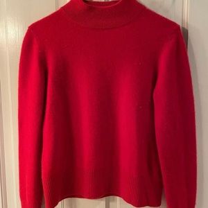 Red cashmere mock neck sweater